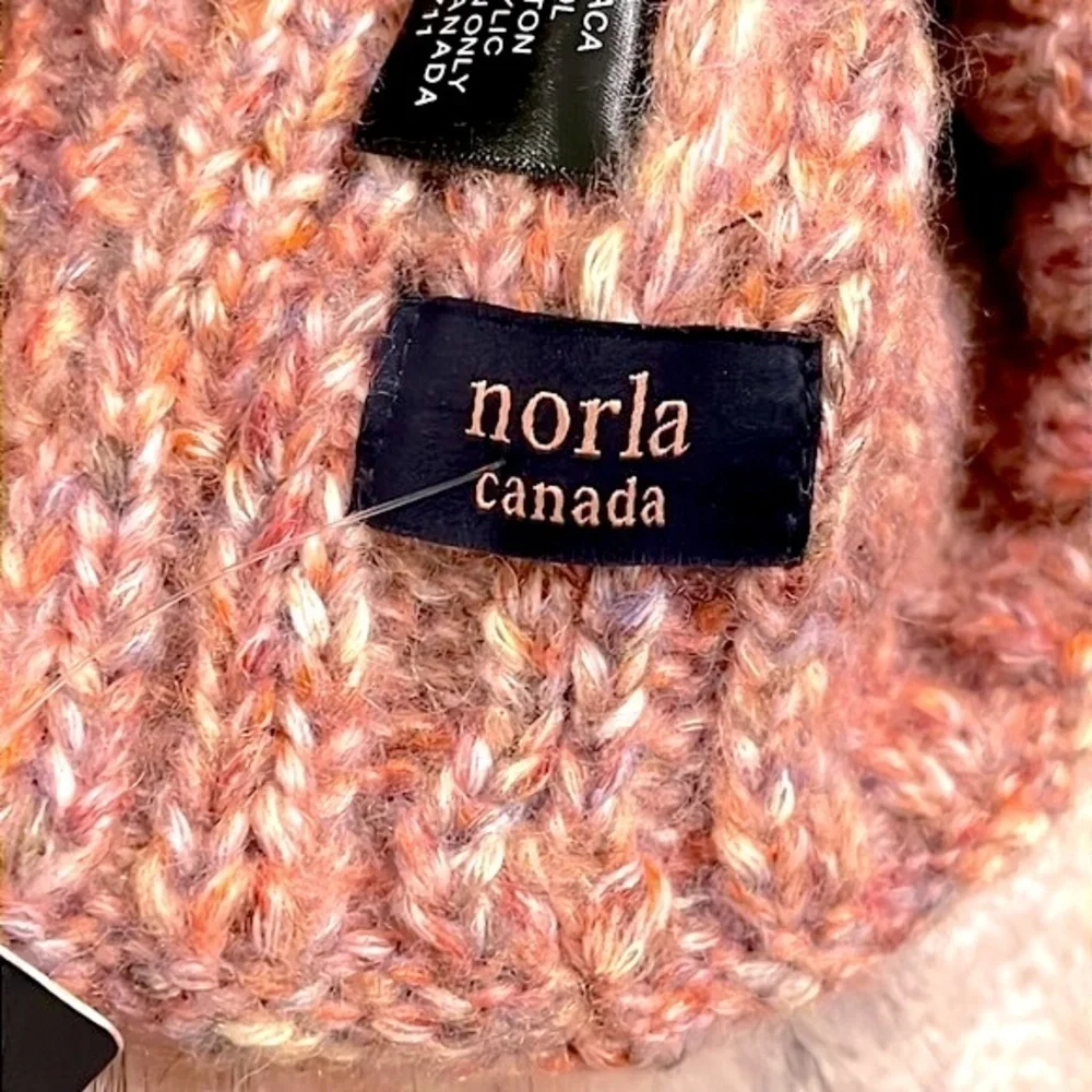 Brand New Norla Canada Alpaca & Wool Blend Knit Pom Hat Winter Marbled Pink